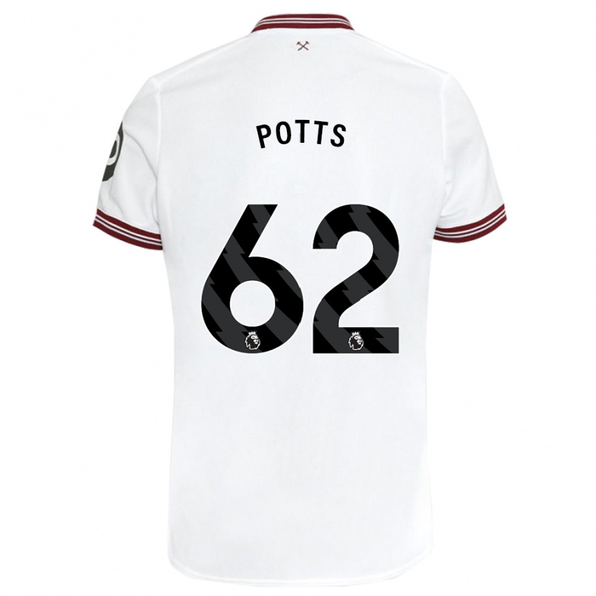 Kids Football Freddie Potts #62 White Away Jersey 2023/24 T-Shirt