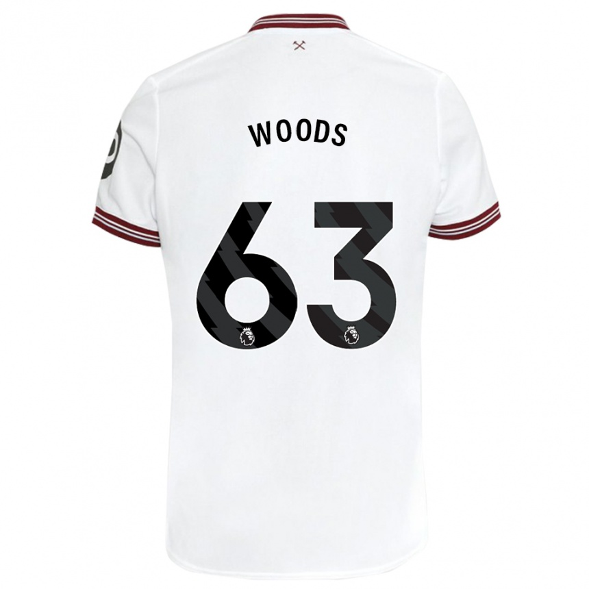 Kids Football Archie Woods #63 White Away Jersey 2023/24 T-Shirt