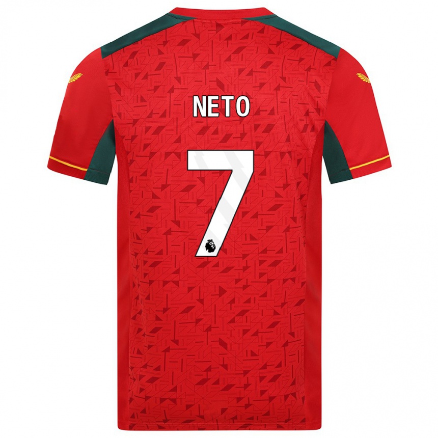 Kids Football Pedro Neto #7 Red Away Jersey 2023/24 T-Shirt