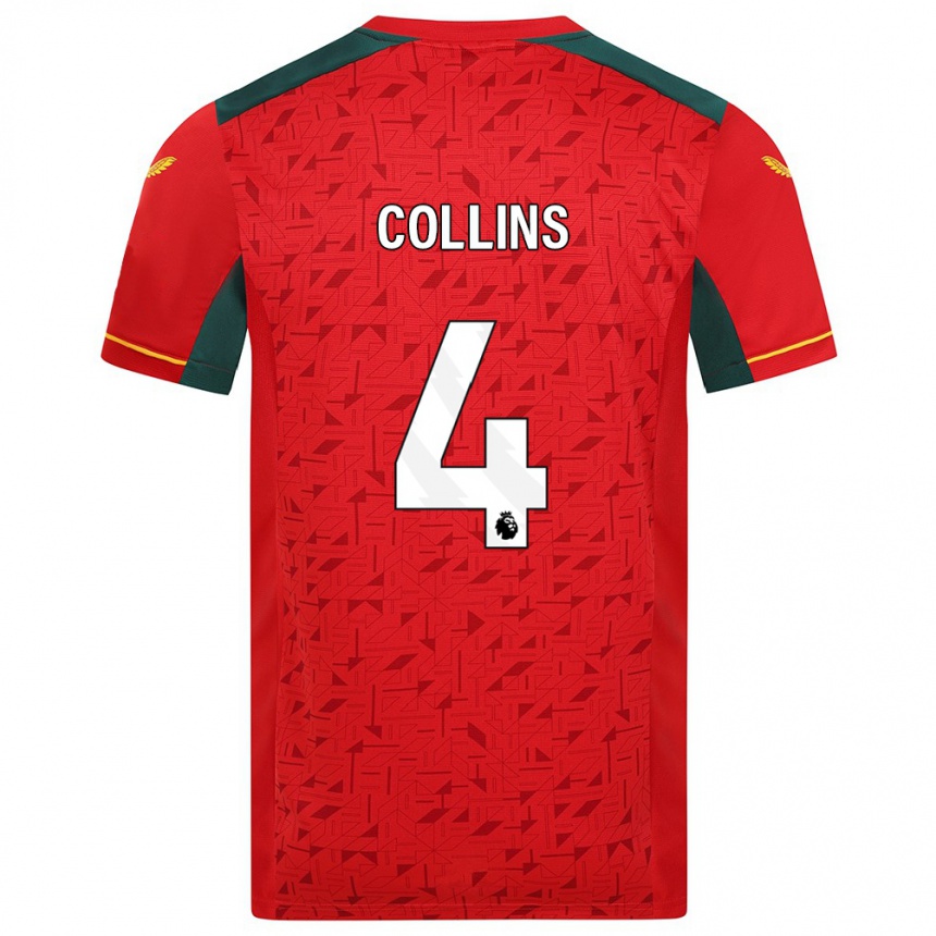 Kids Football Nathan Collins #4 Red Away Jersey 2023/24 T-Shirt