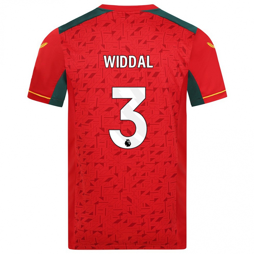 Kids Football Natalie Widdal #3 Red Away Jersey 2023/24 T-Shirt