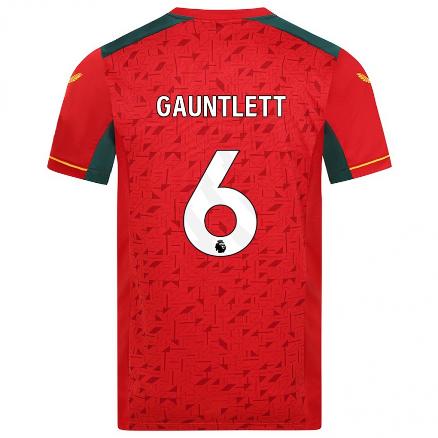 Kids Football Maz Gauntlett #6 Red Away Jersey 2023/24 T-Shirt