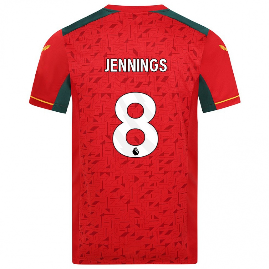 Kids Football Shannie Jennings #8 Red Away Jersey 2023/24 T-Shirt