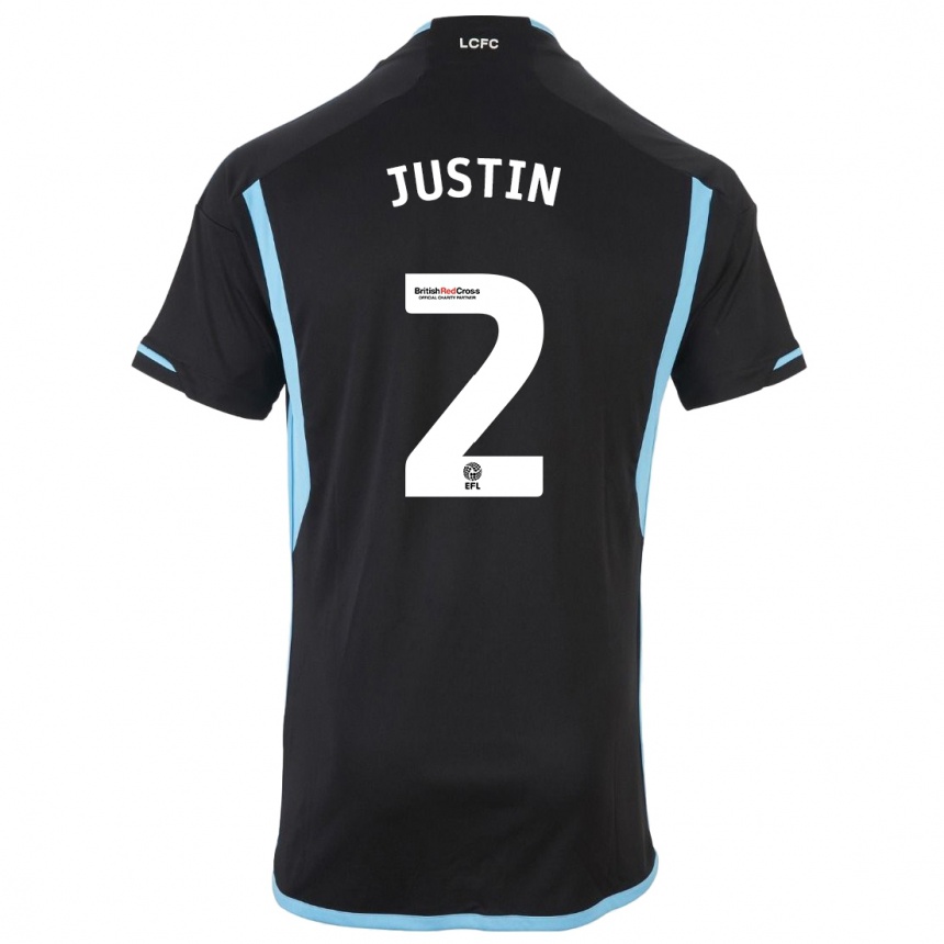 Kids Football James Justin #2 Black Away Jersey 2023/24 T-Shirt