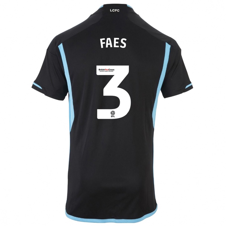 Kids Football Wout Faes #3 Black Away Jersey 2023/24 T-Shirt