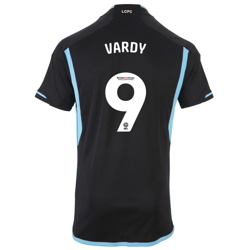 Kids Football Jamie Vardy #9 Black Away Jersey 2023/24 T-Shirt