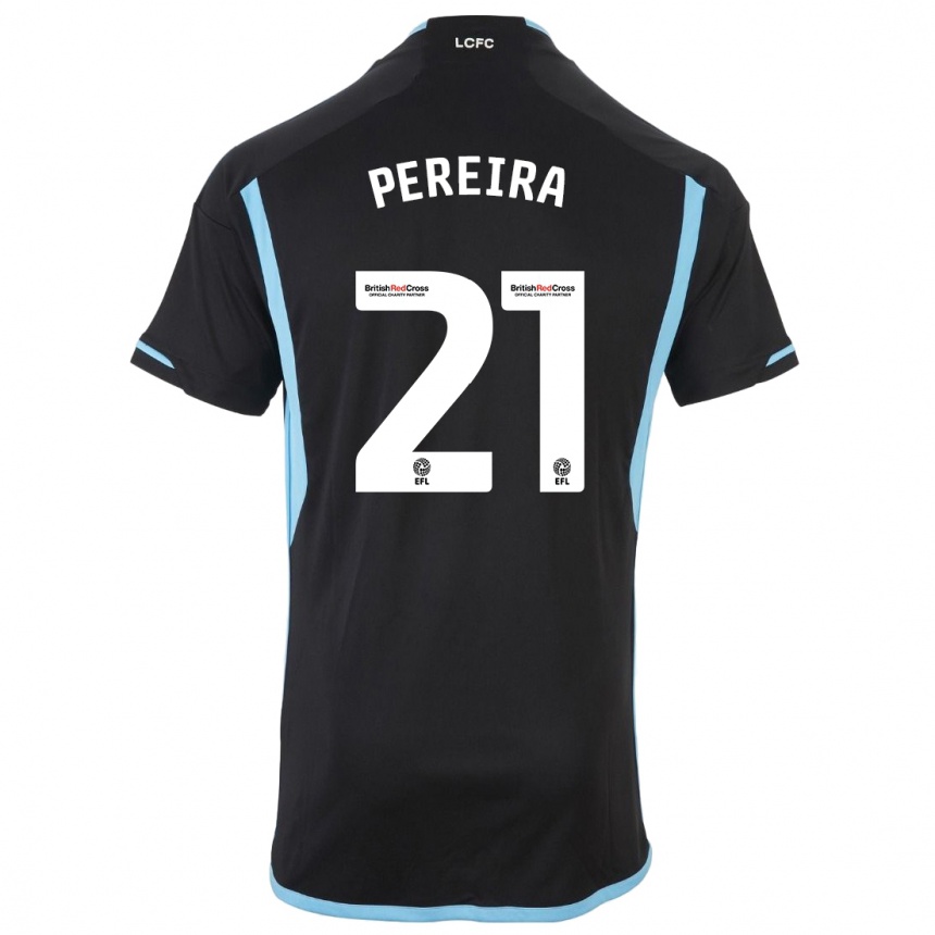 Kids Football Ricardo Pereira #21 Black Away Jersey 2023/24 T-Shirt