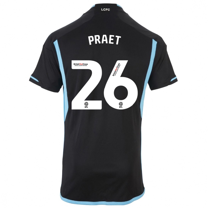 Kids Football Dennis Praet #26 Black Away Jersey 2023/24 T-Shirt