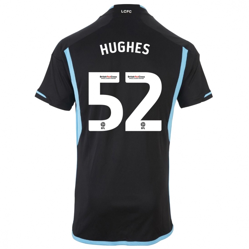 Kids Football Iestyn Hughes #52 Black Away Jersey 2023/24 T-Shirt