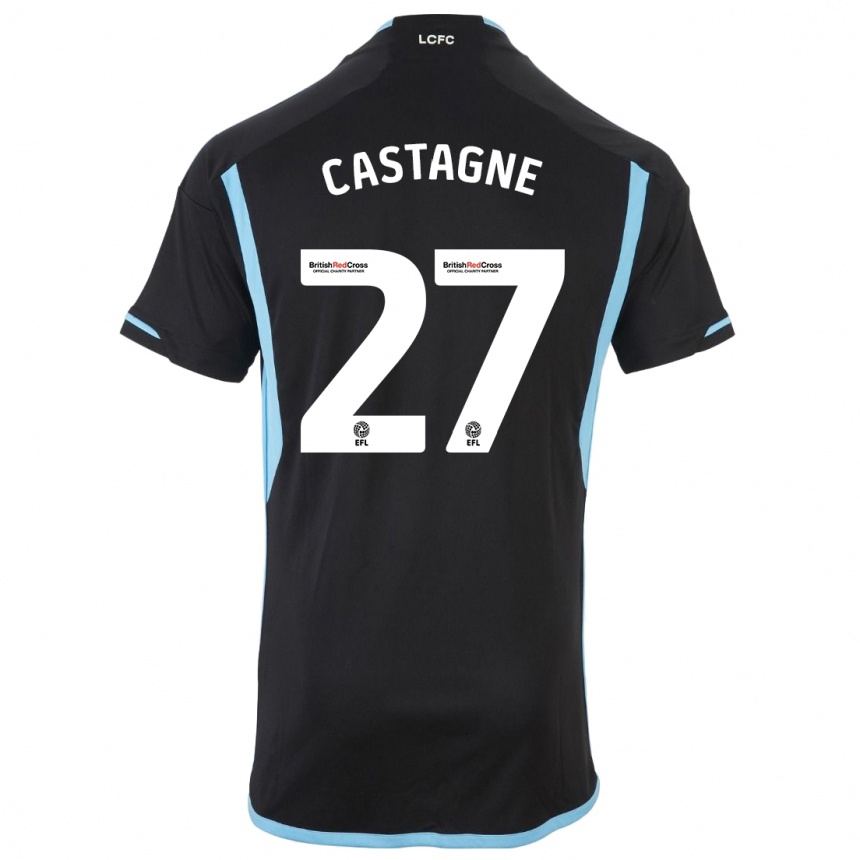 Kids Football Timothy Castagne #27 Black Away Jersey 2023/24 T-Shirt