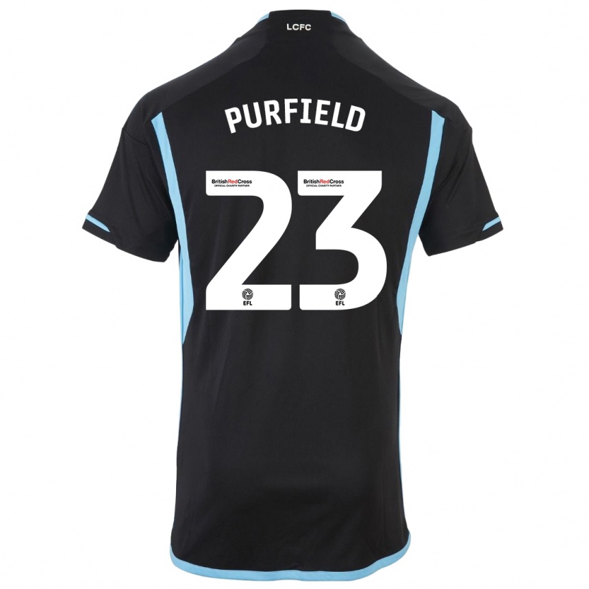 Kids Football Jemma Purfield #23 Black Away Jersey 2023/24 T-Shirt