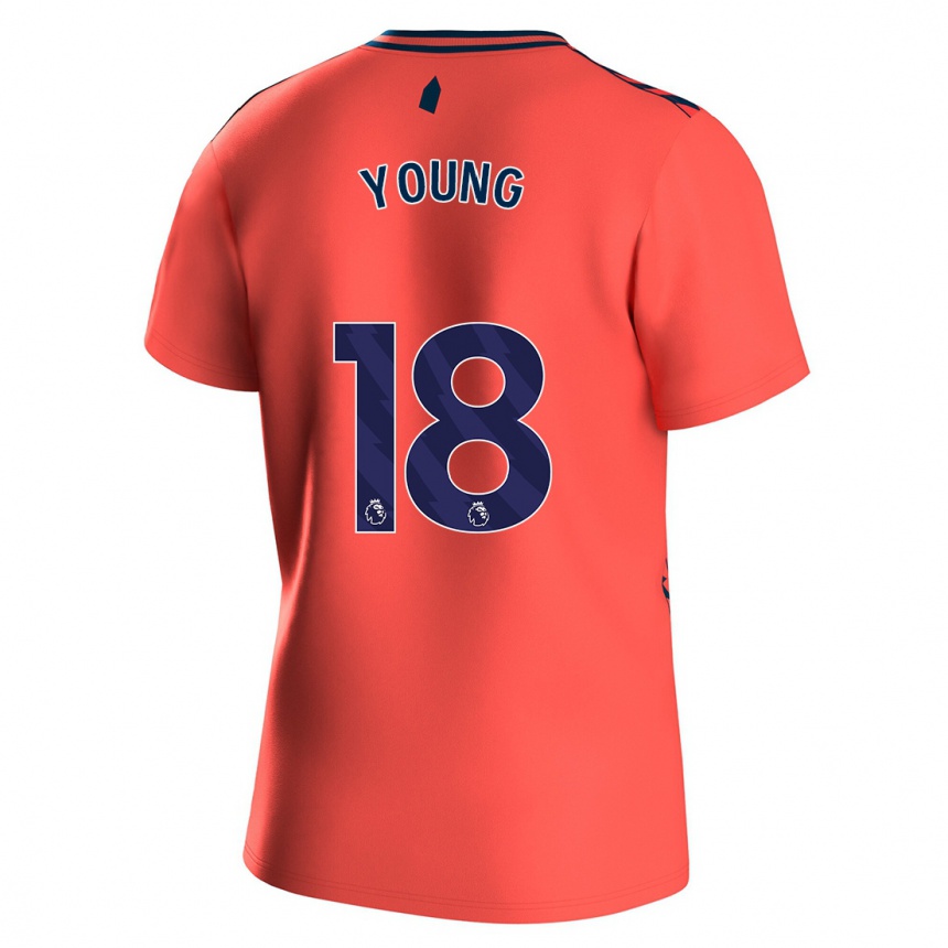 Kids Football Ashley Young #18 Coral Away Jersey 2023/24 T-Shirt