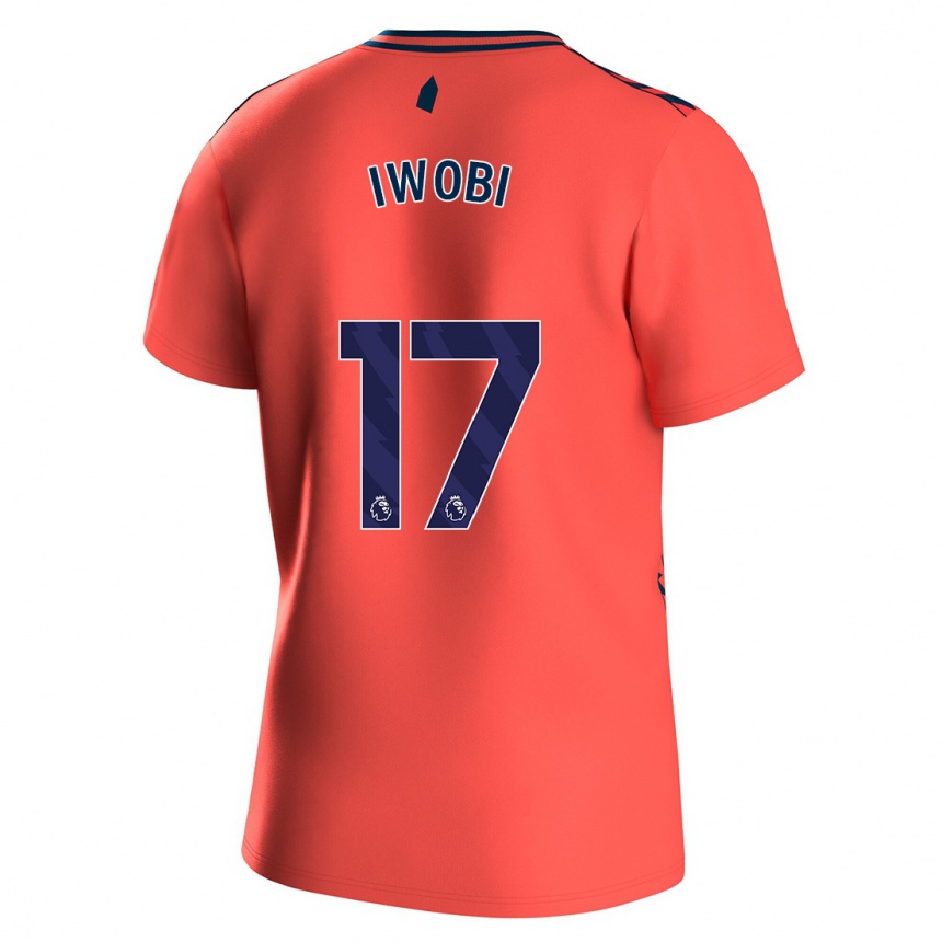 Kids Football Alex Iwobi #17 Coral Away Jersey 2023/24 T-Shirt