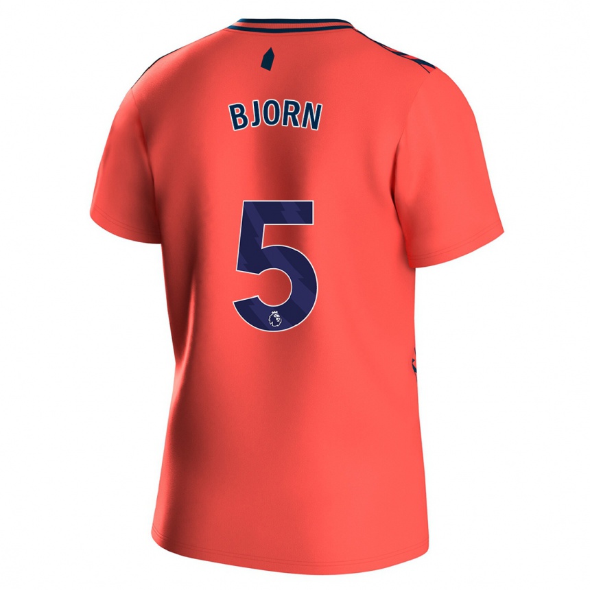 Kids Football Nathalie Bjorn #5 Coral Away Jersey 2023/24 T-Shirt