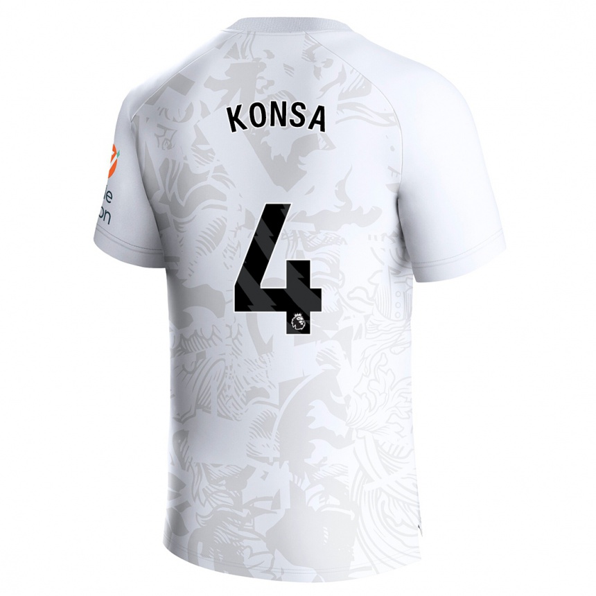 Kids Football Ezri Konsa #4 White Away Jersey 2023/24 T-Shirt