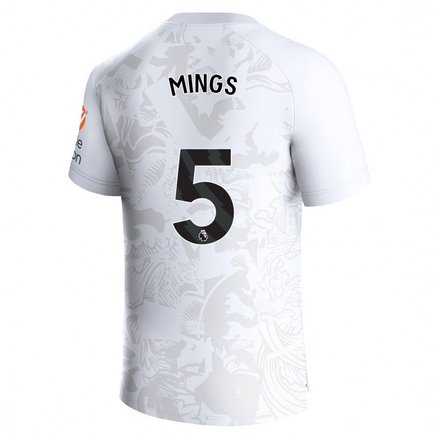 Kids Football Tyrone Mings #5 White Away Jersey 2023/24 T-Shirt