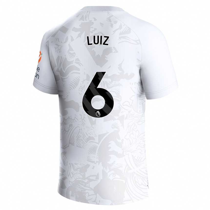 Kids Football Douglas Luiz #6 White Away Jersey 2023/24 T-Shirt