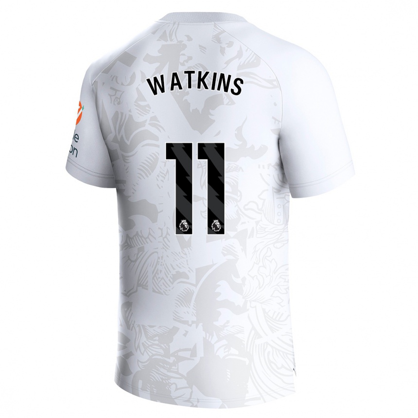 Kids Football Ollie Watkins #11 White Away Jersey 2023/24 T-Shirt