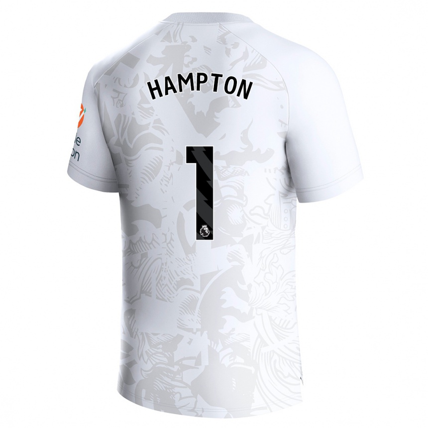 Kids Football Hannah Hampton #1 White Away Jersey 2023/24 T-Shirt