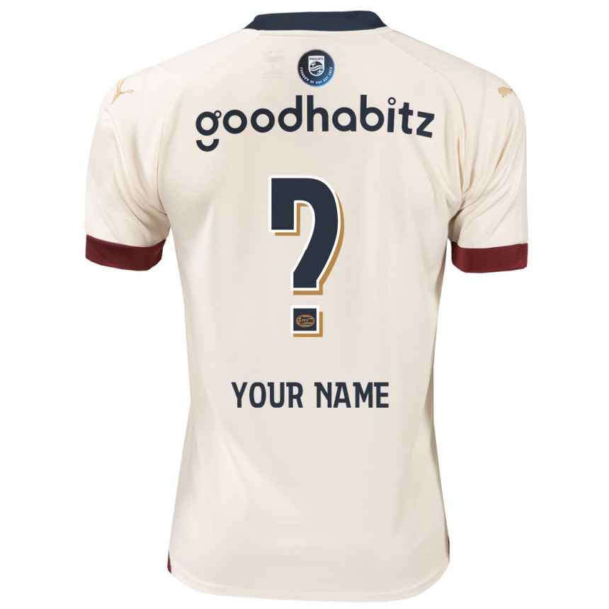 Kids Football Your Name #0 Off-White Away Jersey 2023/24 T-Shirt