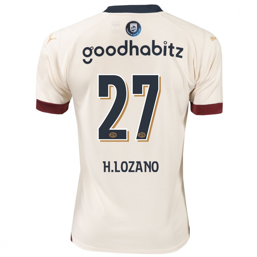 Kids Football Hirving Lozano #27 Off-White Away Jersey 2023/24 T-Shirt