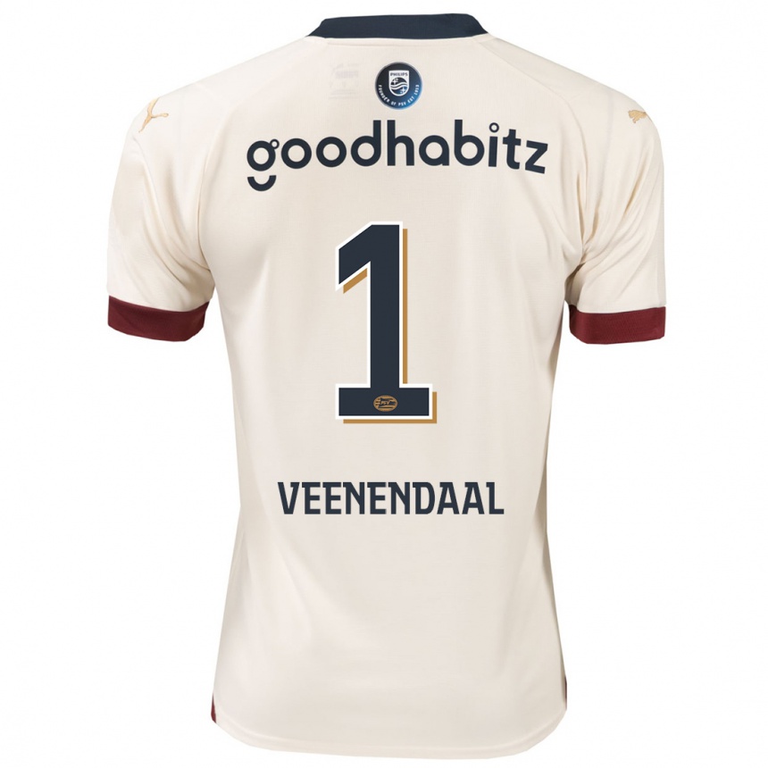 Kids Football Sari Van Veenendaal #1 Off-White Away Jersey 2023/24 T-Shirt