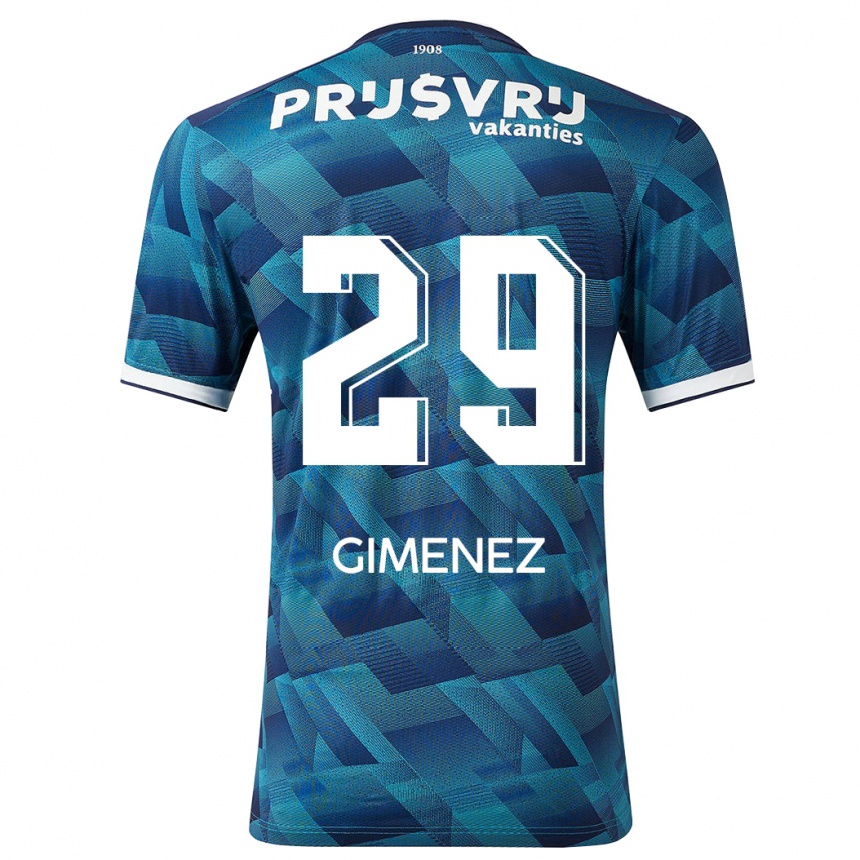 Kids Football Santiago Gimenez #29 Blue Away Jersey 2023/24 T-Shirt