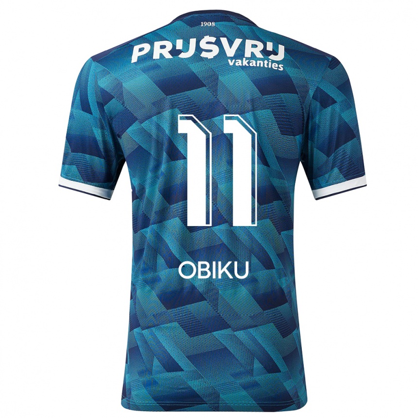 Kids Football Junior Obiku #11 Blue Away Jersey 2023/24 T-Shirt