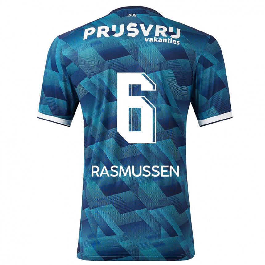 Kids Football Jacob Rasmussen #6 Blue Away Jersey 2023/24 T-Shirt