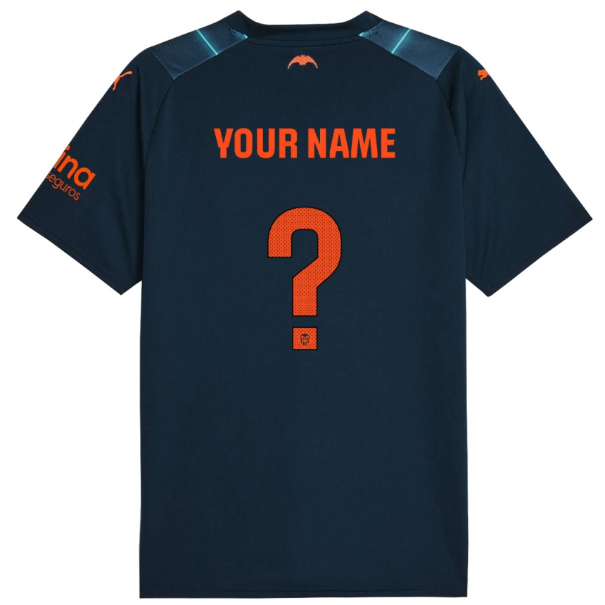 Kids Football Your Name #0 Marine Blue Away Jersey 2023/24 T-Shirt