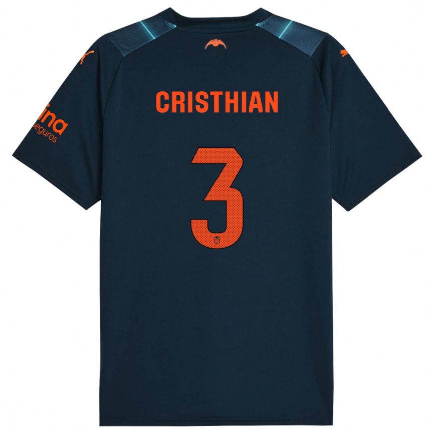 Kids Football Cristhian Mosquera #3 Marine Blue Away Jersey 2023/24 T-Shirt