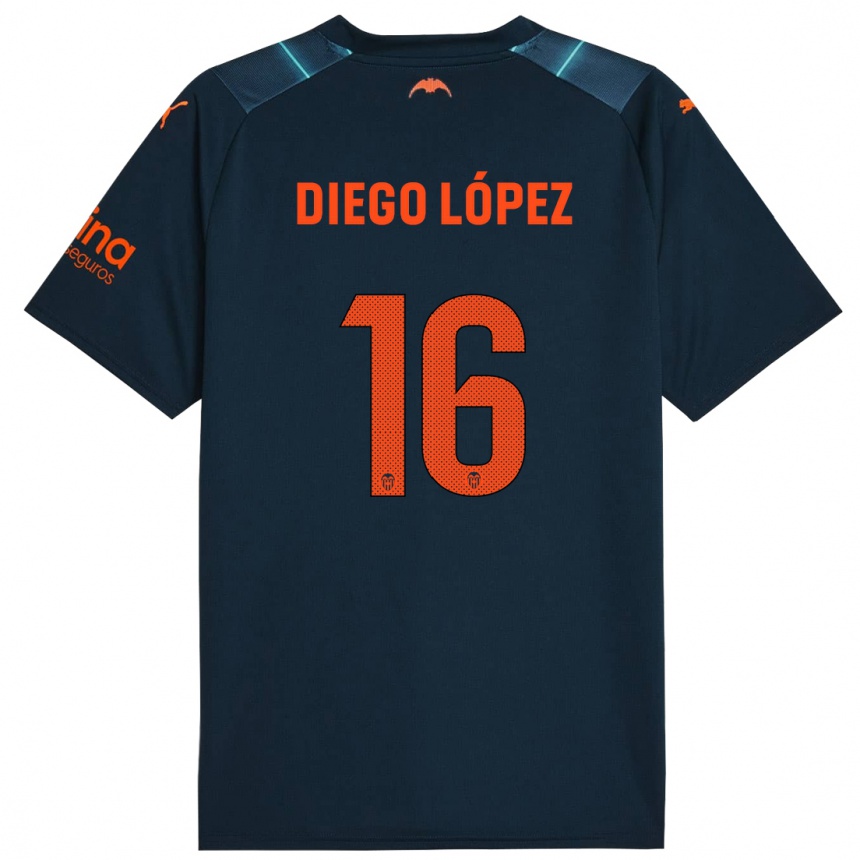 Kids Football Diego López #16 Marine Blue Away Jersey 2023/24 T-Shirt