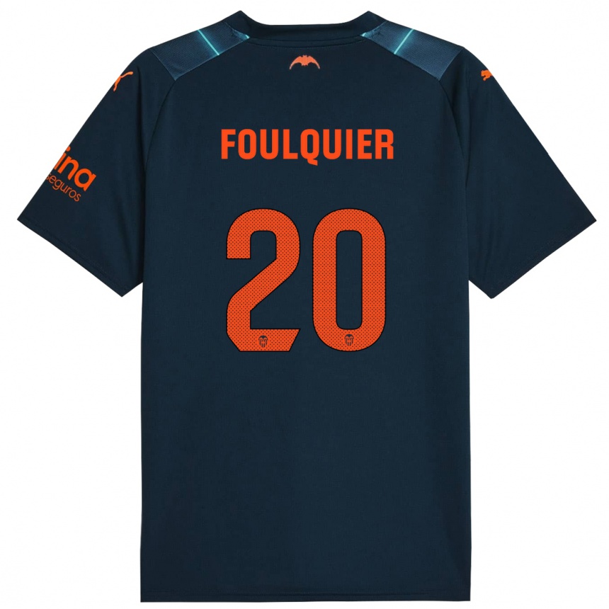 Kids Football Dimitri Foulquier #20 Marine Blue Away Jersey 2023/24 T-Shirt