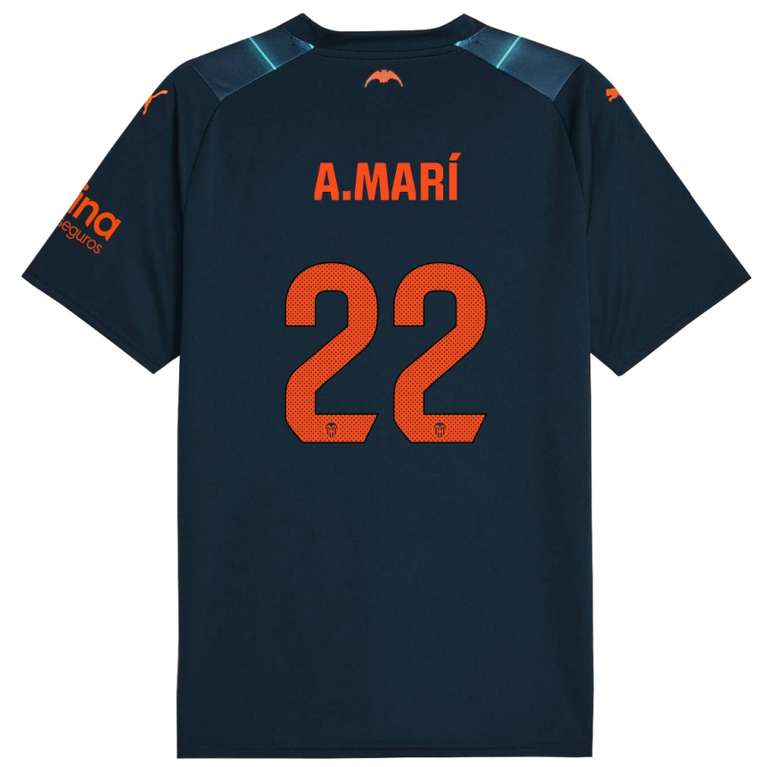 Kids Football Alberto Marí #22 Marine Blue Away Jersey 2023/24 T-Shirt