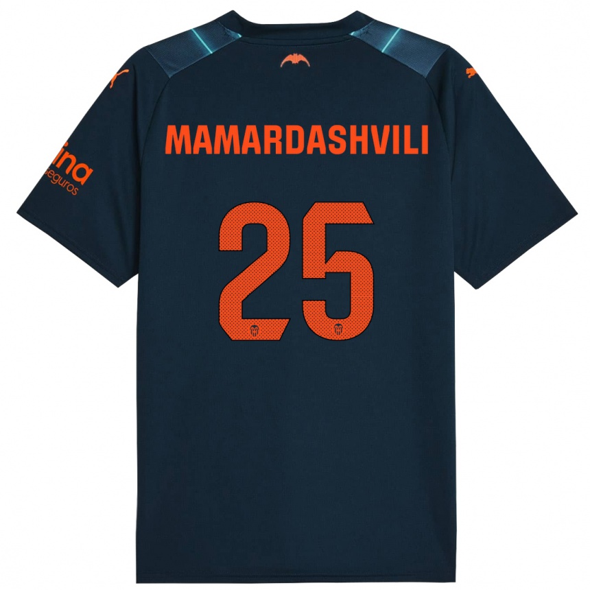 Kids Football Giorgi Mamardashvili #25 Marine Blue Away Jersey 2023/24 T-Shirt