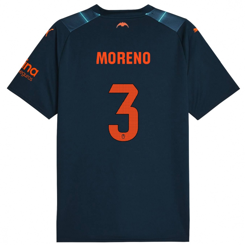 Kids Football Diego Moreno #3 Marine Blue Away Jersey 2023/24 T-Shirt