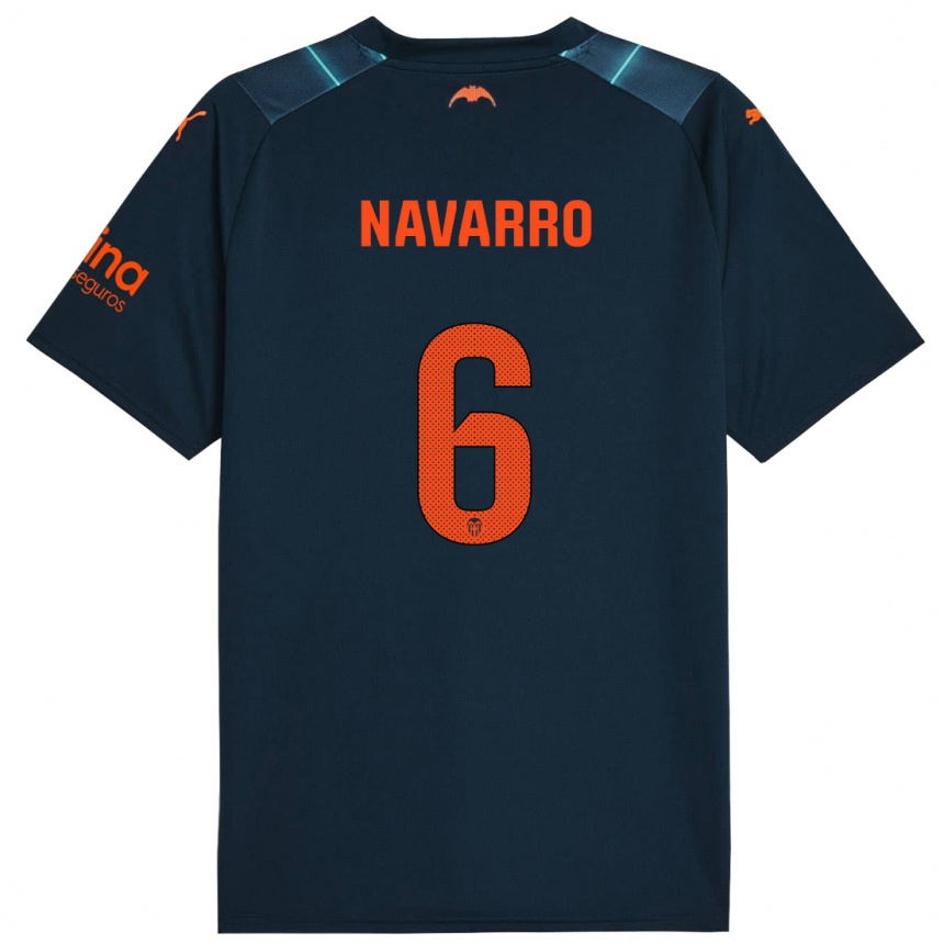 Kids Football Javi Navarro #6 Marine Blue Away Jersey 2023/24 T-Shirt