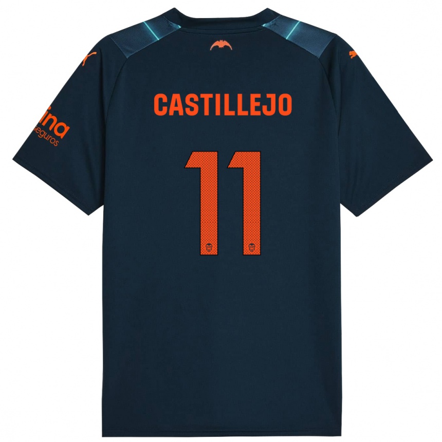 Kids Football Samu Castillejo #11 Marine Blue Away Jersey 2023/24 T-Shirt