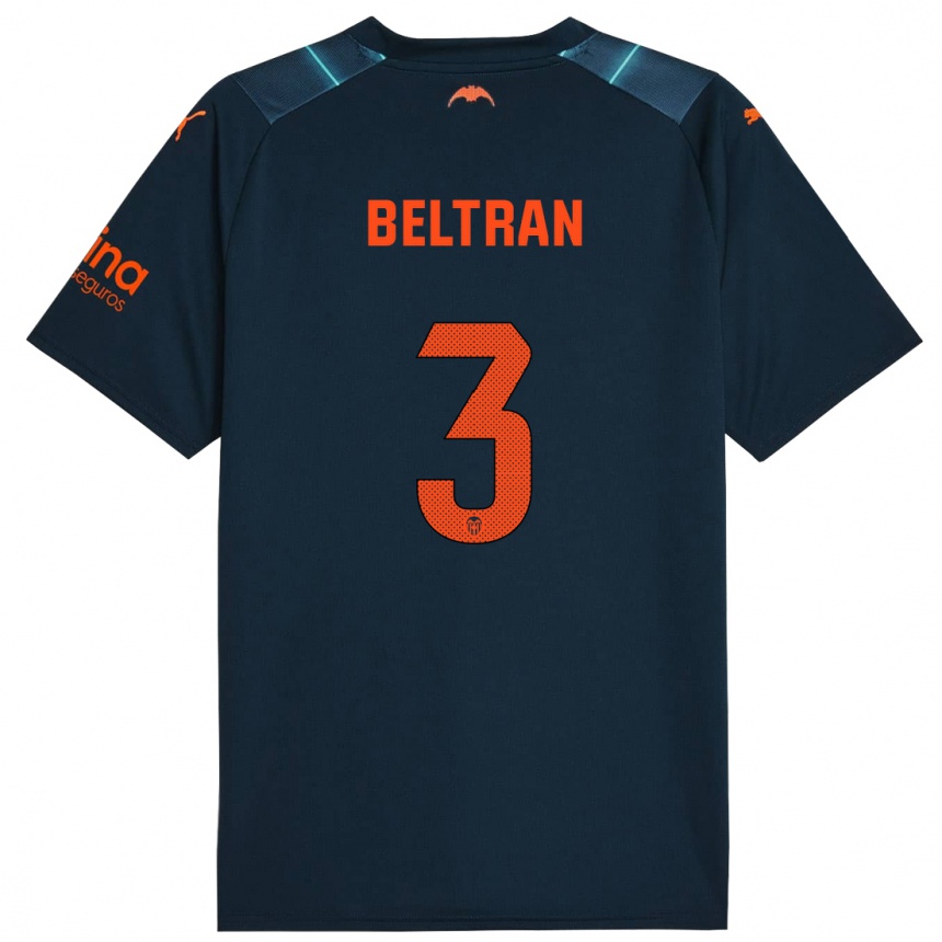 Kids Football Bea Beltran #3 Marine Blue Away Jersey 2023/24 T-Shirt