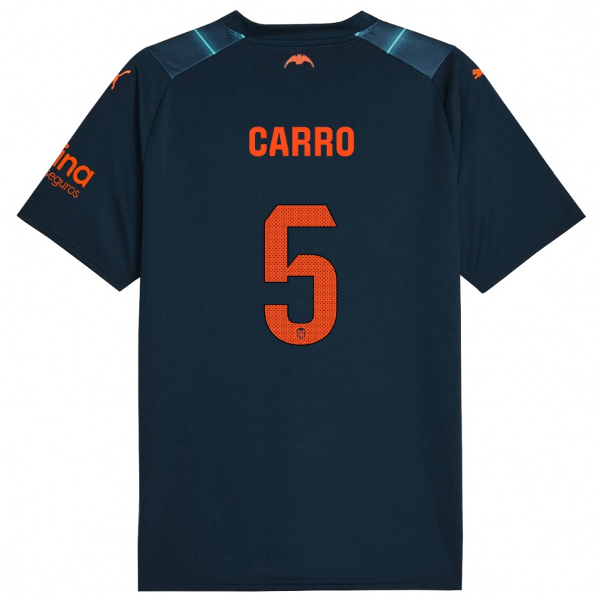 Kids Football Marta Carro #5 Marine Blue Away Jersey 2023/24 T-Shirt