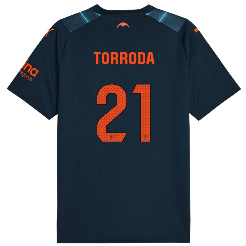 Kids Football Anna Torroda #21 Marine Blue Away Jersey 2023/24 T-Shirt