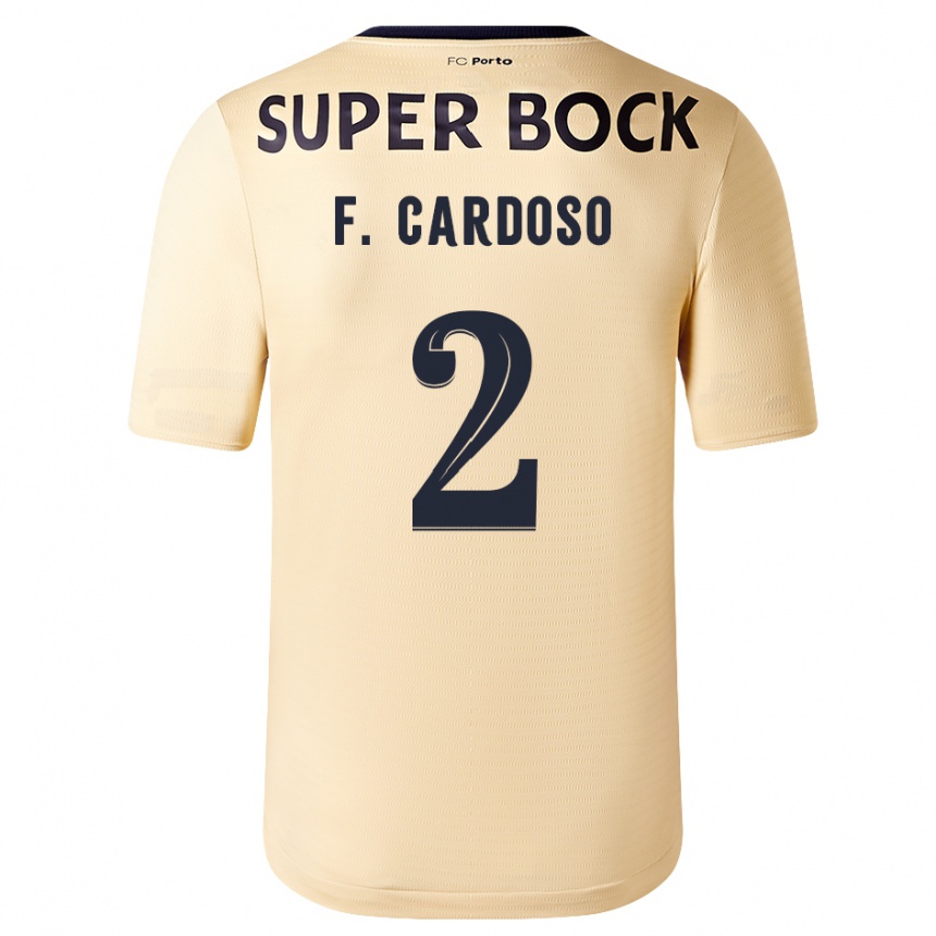 Kids Football Fábio Cardoso #2 Beige-Golden Away Jersey 2023/24 T-Shirt