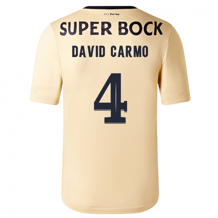 Kids Football David Carmo #4 Beige-Golden Away Jersey 2023/24 T-Shirt