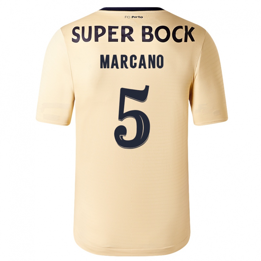 Kids Football Iván Marcano #5 Beige-Golden Away Jersey 2023/24 T-Shirt