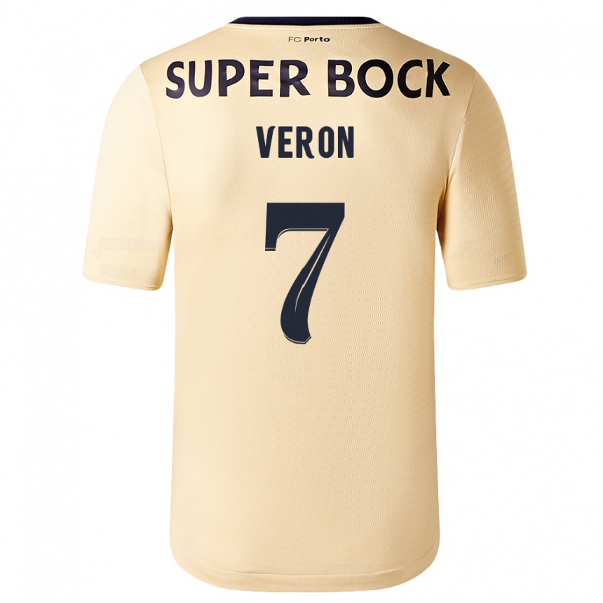 Kids Football Gabriel Veron #7 Beige-Golden Away Jersey 2023/24 T-Shirt