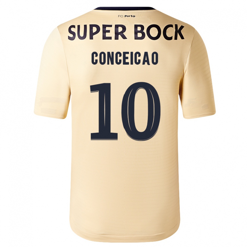 Kids Football Francisco Conceicao #10 Beige-Golden Away Jersey 2023/24 T-Shirt