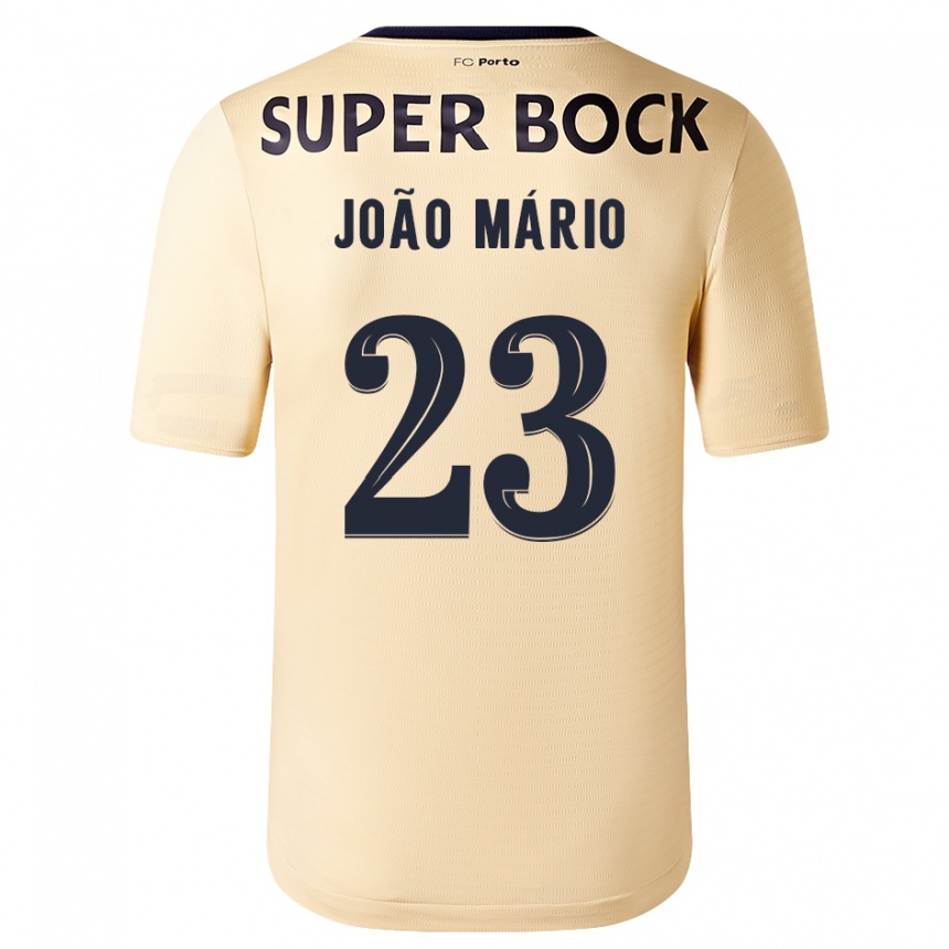 Kids Football João Mário #23 Beige-Golden Away Jersey 2023/24 T-Shirt