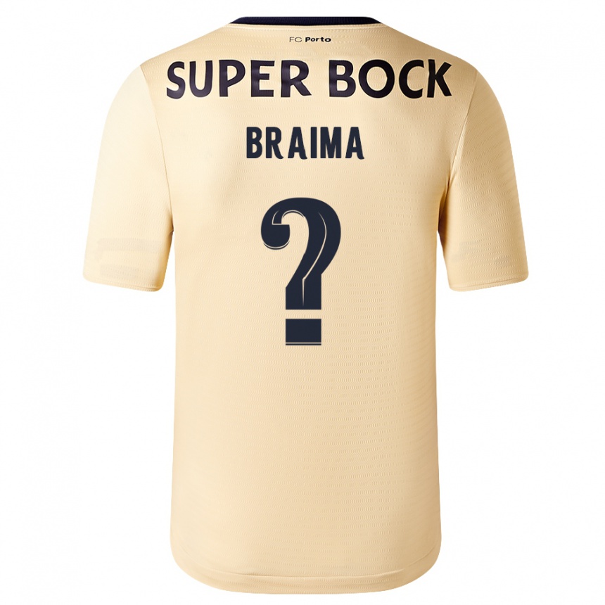 Kids Football Braima #0 Beige-Golden Away Jersey 2023/24 T-Shirt