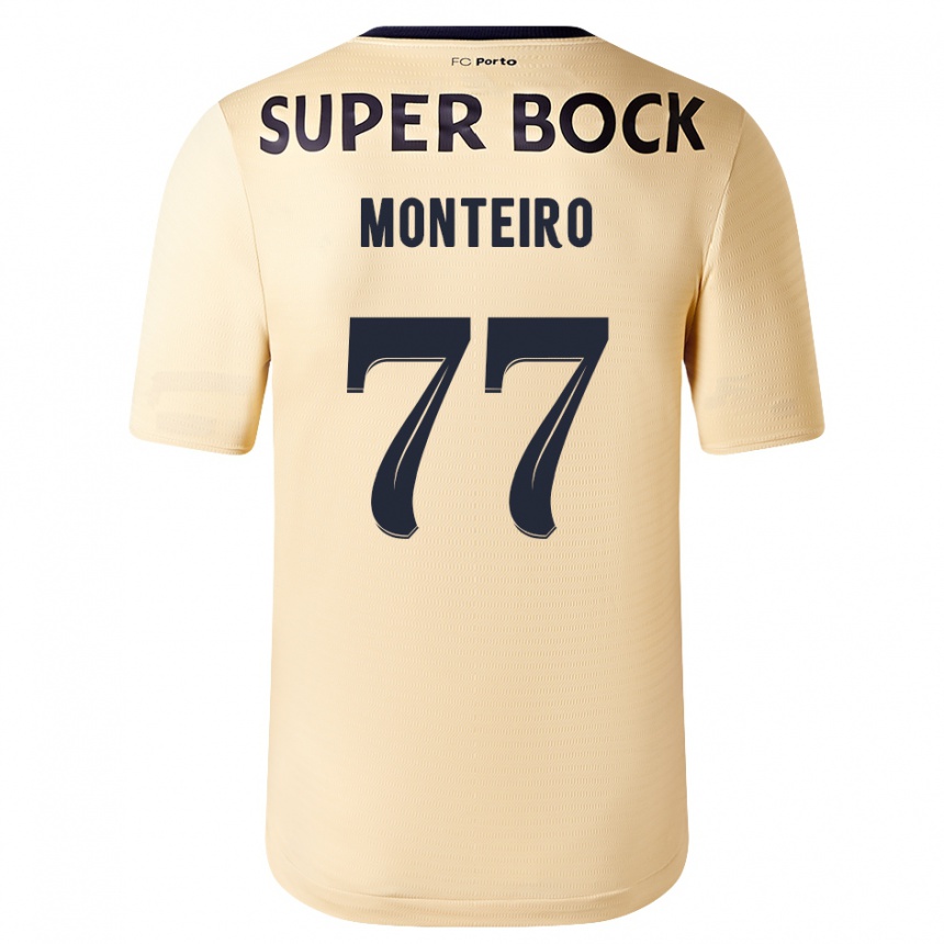 Kids Football Rui Monteiro #77 Beige-Golden Away Jersey 2023/24 T-Shirt