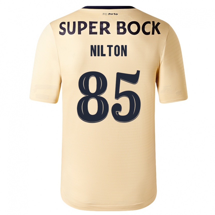 Kids Football Nilton #85 Beige-Golden Away Jersey 2023/24 T-Shirt